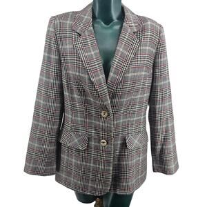 Vintage Sag Harbor Brown Herringbone Wool blend Blazer Academia Business 10 3442